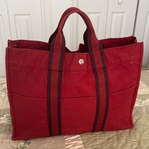 HERMES Toile Fourre-Tout MM Red Coth